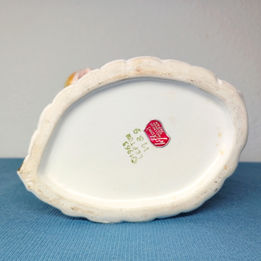 Lefton Porcelain Vase Baby Girl Planter Container Bird 1963 Vintage #1789 Pink - Picture 12 of 15